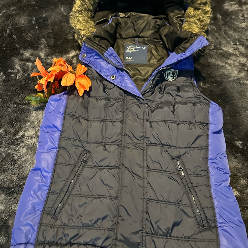 VINTAGE American Eagle Outfitters Black and Blue Vest